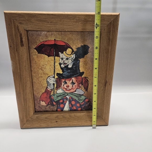 Child Clown With Cat by Beverly Edwards Vintage 1960s Framed Print Umbrella - Picture 4 of 6